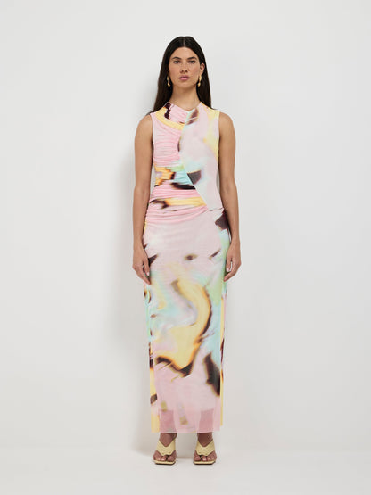 KAIA MESH MIDI DRESS