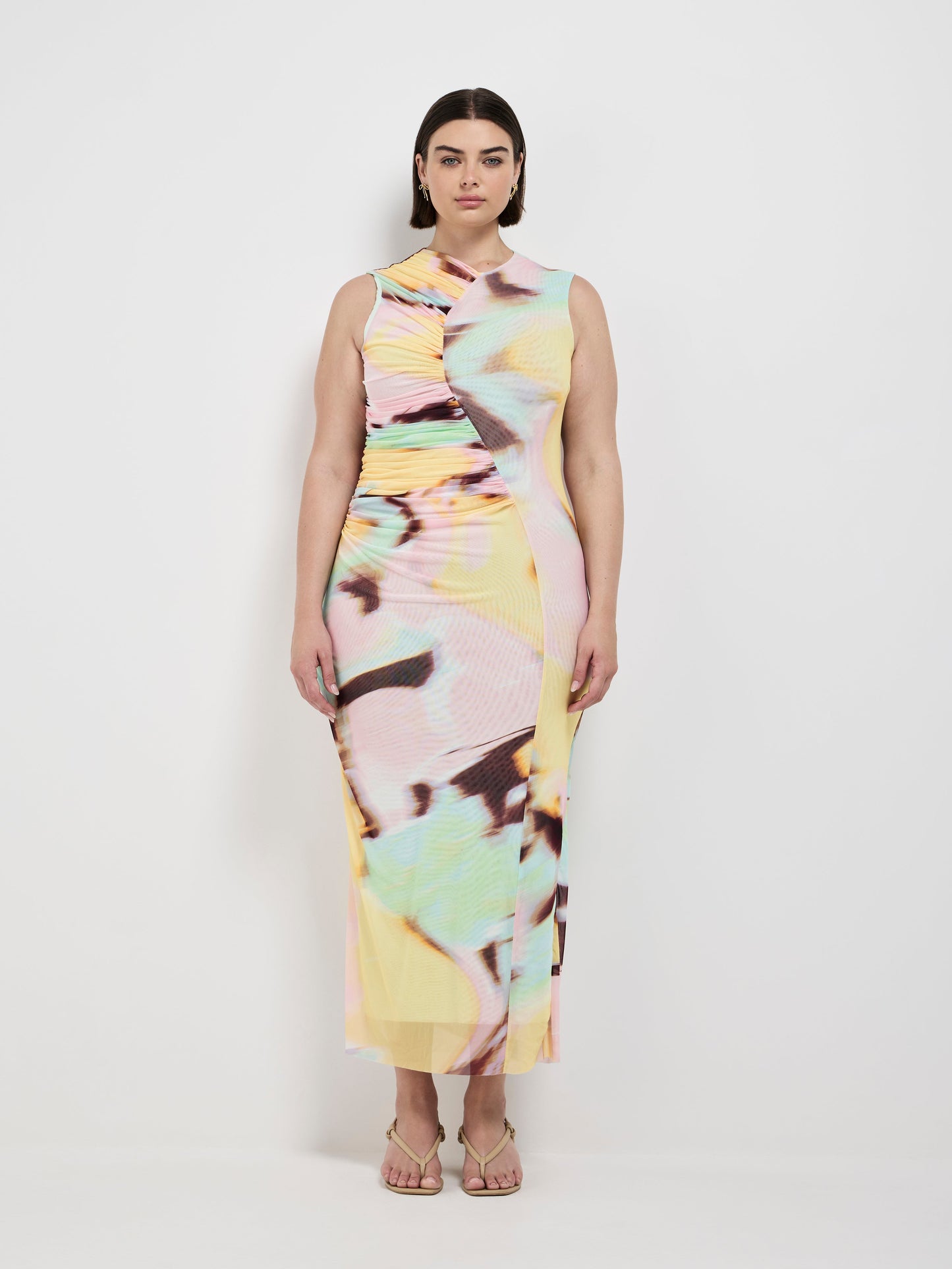 KAIA MESH MIDI DRESS