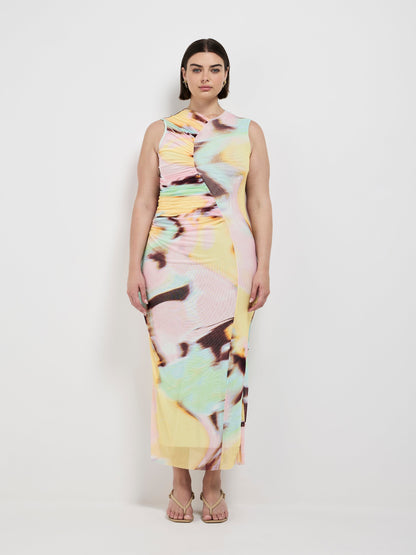 KAIA MESH MIDI DRESS