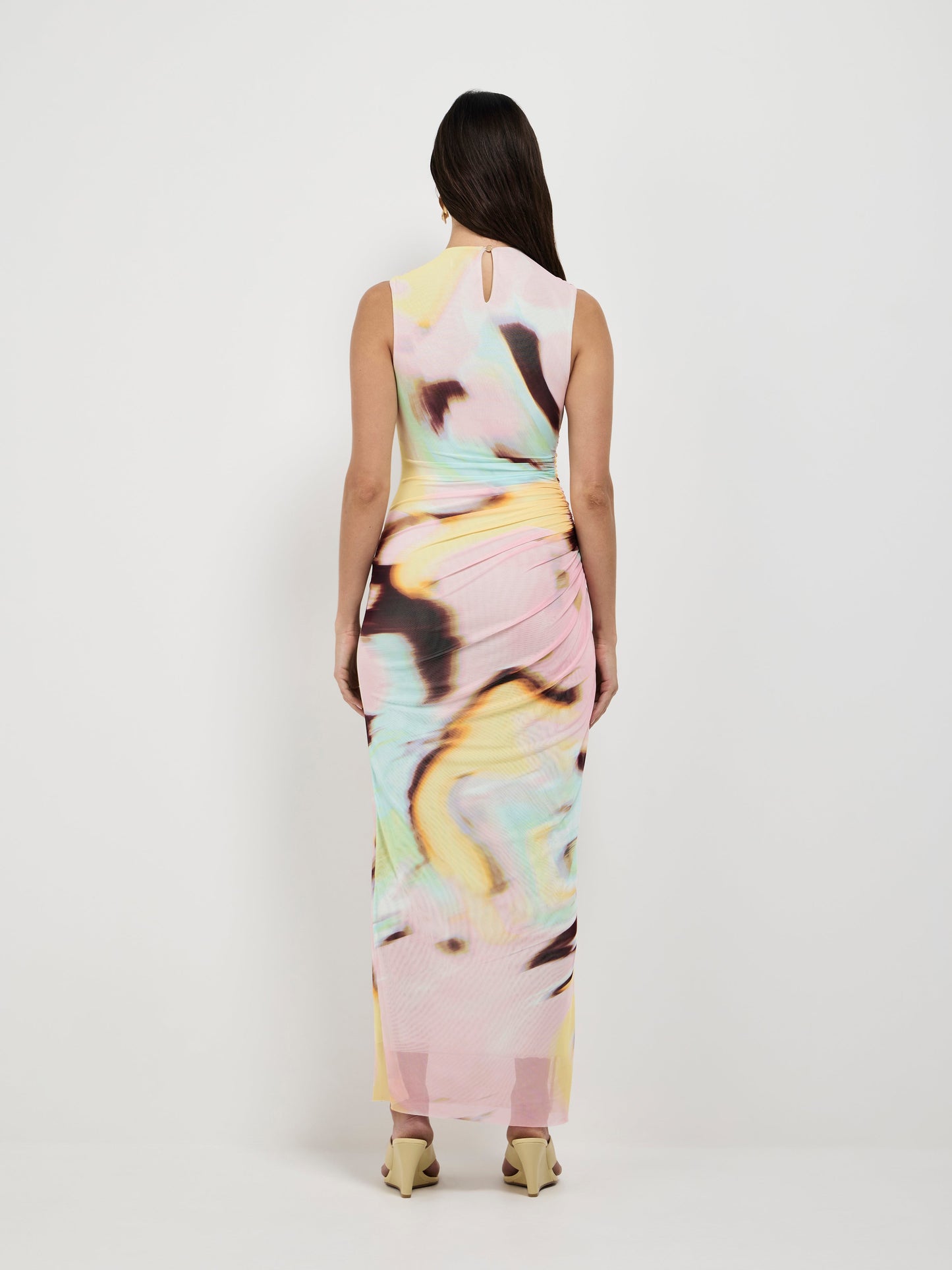 KAIA MESH MIDI DRESS