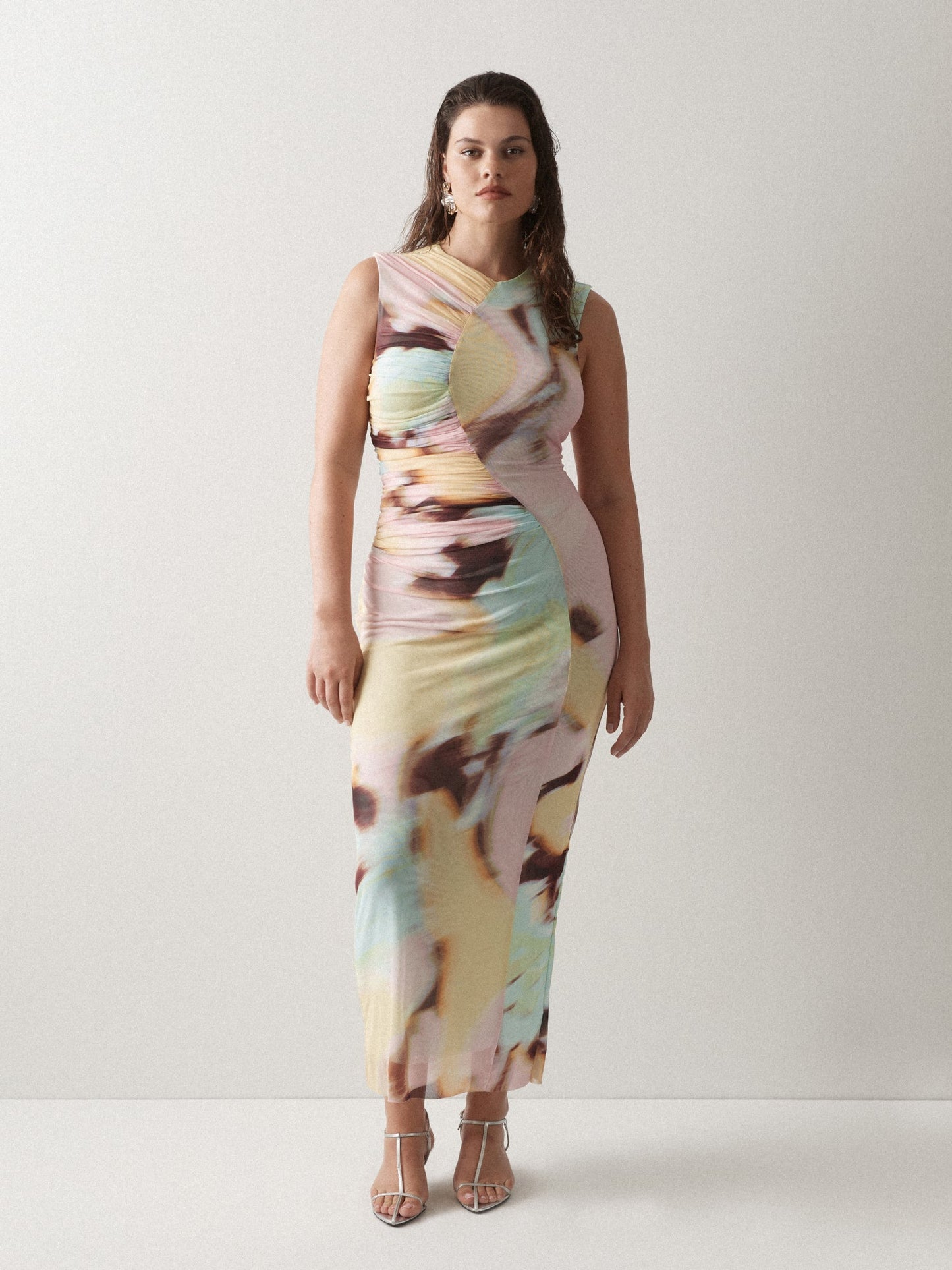 KAIA MESH MIDI DRESS